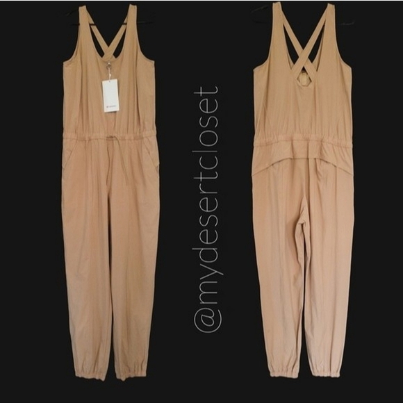 Lululemon Shift in Time Criss-Cross Back Elastic Waist Jumpsuit Beech Wood NWT - Picture 4 of 14